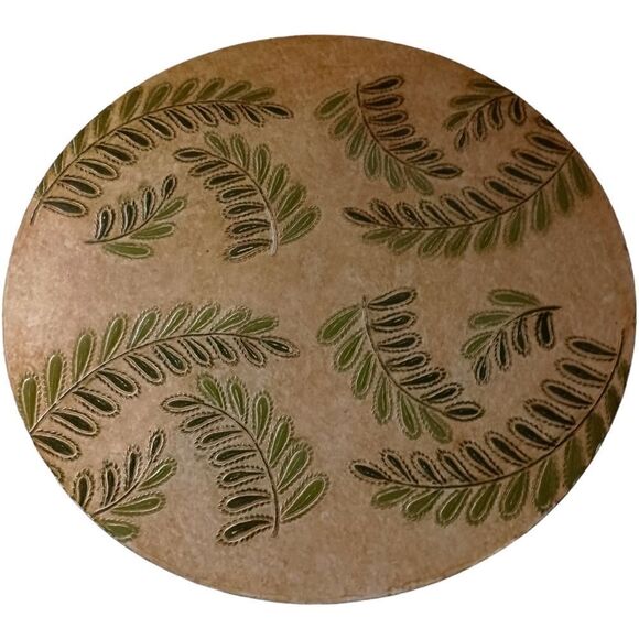 Fern Leaf Round Placemats x 4 PINO Fine Paper Creations Tropical Textured Beach. - Picture 2 of 16